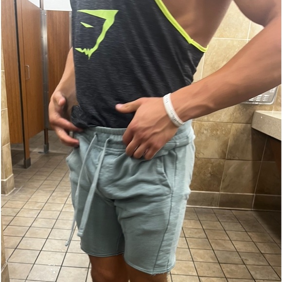 COTTON ON MEN JOGGER SHORT GREEN TERRY FLEECE EASY BODYBUILDER BODYBUILDING JOCK - Picture 3 of 16